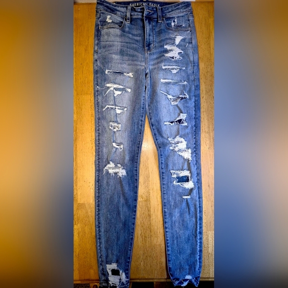 American Eagle Outfitters Denim - American Eagle Outfitters Blue Skinny Distressed Jeans